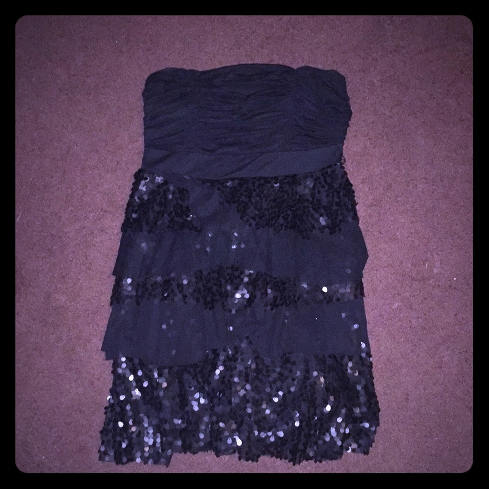 Strapless Sequined Prom Dress